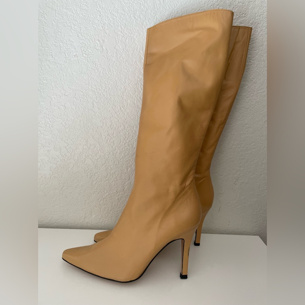 Coup D'etat genuine leather light tan knee high boots Size 9